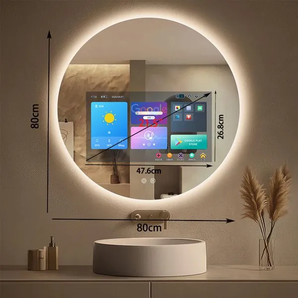 21.5 Inch Round Smart Bathroom Mirror 